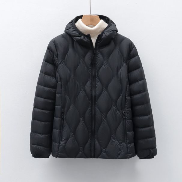 New 90 Fleece Women's Clothing Autumn And Winter New Light And Thin Down Jacket Wavy Pattern Women's Hooded Jacket_ecoleips.com