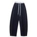 Blue Banana Pants Women's Autumn New High End Elastic Waist Solid Color Large Size Curved Knife Pants Casual Women's Pants_ecoleips.com