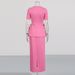 K Elegant Wind Ensemble New Irregular 3D Flower Top Glamorous Bodycon Skirt For Women_ecoleips.com