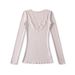 Women's European American Style Lace Patchwork T-Shirt V Neck Long Sleeve Slim Fit Base Layer Top For Sexy Girls_ecoleips.com