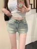 Light Blue Denim Ultra-short Shorts For Women, Summer Vintage High-waisted Casual Straight Pants, Sexy Tight-fitting_ecoleips.com