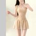 Women's One Piece Swimsuit Solid Color One Shoulder Dress Style Conservative Slimming Girlish Pure Sexy for Vacations And Hot Springs_ecoleips.com