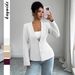 Elegant Women's Button-Up Blazer Jacket - Autumn Winter Office Wear, V-Neck Long Sleeve, Polyester Woven, S/M/L/Xl_ecoleips.com