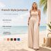 Spring/Summer Women's French Style Fresh Sweet Jumpsuit Slim Waist Wide Leg Pants Casual Beach Vacation Clothing 2026 New_ecoleips.com