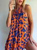 Women's Clothing Sleeveless Printed Lace Up Dress_ecoleips.com
