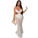 Women's Clothing Sexy Suspenders V Neck Lace See Through Hip Dress Waist Revealing Long Skirt New Style_ecoleips.com