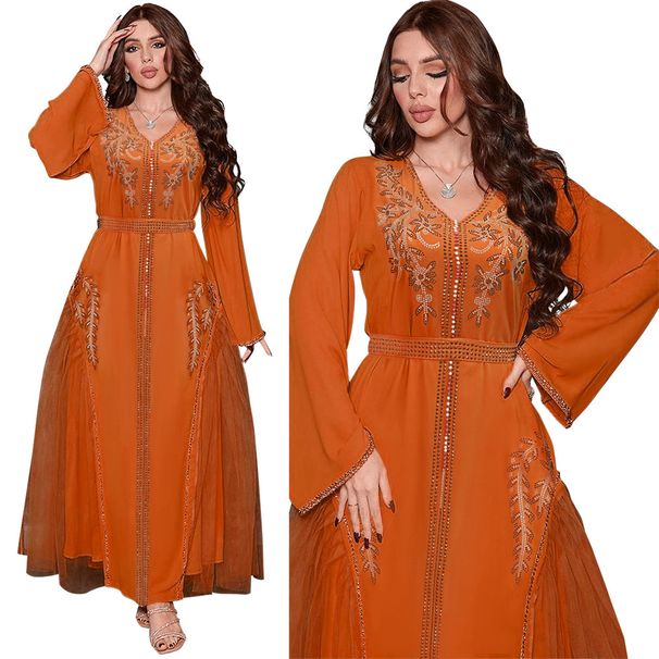Modest Abaya Dress Luxury Dress – Embellished With Crystals & Beads, Elegant Chiffon & Mesh Gown For Special Occasions_ecoleips.com