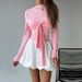 Voya Women's Sexy Sweet Style T-Shirt, Spring/Summer Twisted Slim Fit Sweet & Spicy Long Sleeve Innerwear Pink Top_ecoleips.com