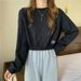 Real Shot Of Women's Short Sweatshirt Autumn, European American Korean Style, Loose Thin, High-waisted, Cropped,_ecoleips.com