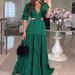 Women's Clothing Autumn And Winter Dress Fashion Personality V Neck Party Mid Length Dress_ecoleips.com