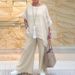 Women's Clothing New Women's Cotton And Linen Fashion Casual Large Size Asymmetric Long Sleeved Suit Wide Leg Pants Two Piece Suit_ecoleips.com
