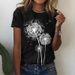 Independent Brand With Simple Print And Colorful Dandelion Design, Short-sleeved Women's T-shirt_ecoleips.com