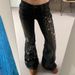 Women's Sexy Washed Black Denim Jeans Low Rise Flared Cowboy Style Floral Embroidery American Street Western Trend_ecoleips.com