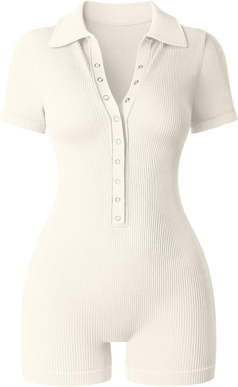 Women's Yoga Jumpsuit Ribbed V-Neck Stretch Waist Sports Jumpsuit_ecoleips.com