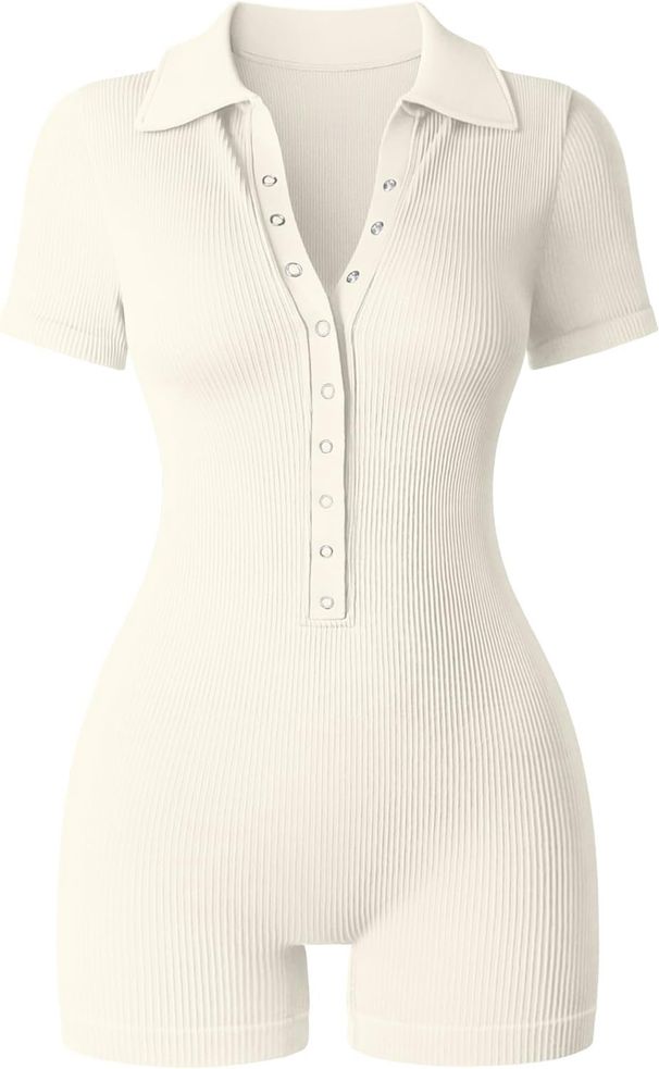 Women's Yoga Jumpsuit Ribbed V-Neck Stretch Waist Sports Jumpsuit_ecoleips.com