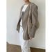 Yi En Ou Inbyin Minimalist Ecstasy Collarless Blazer Women High-end Sense Curved Loose Casual Suit_ecoleips.com