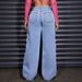 Women's High Waist Wide Leg Jeans - Vintage Washed Butterfly Embroidered Straight Denim Pants_ecoleips.com