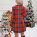 2025 Cross-Bord Plaid Round Neck Long Sleeve Dress Christmas Elegant Retro Style European And Amican_ecoleips.com