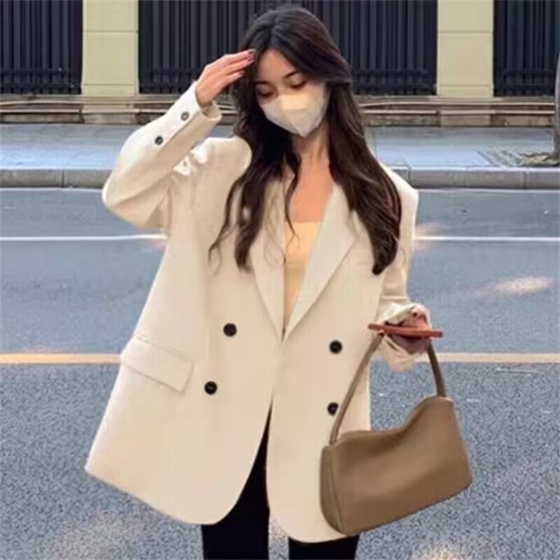 Women's Petite Style Suit Jacket Trendy Korean Casual Outerwear High-End Spring Autumn_ecoleips.com