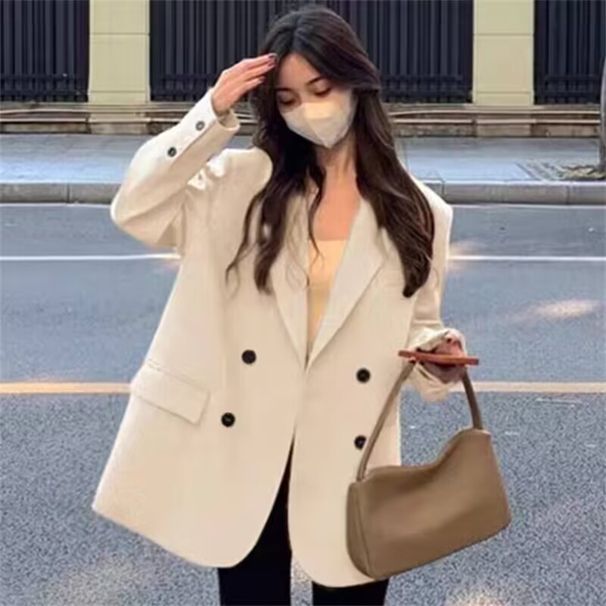 Women's Petite Style Suit Jacket Trendy Korean Casual Outerwear High-End Spring Autumn_ecoleips.com