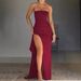 Women's Clothing Sexy Dress Tube Top Backless Solid Color High Slit Long Dress_ecoleips.com