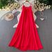 High-End Women's Summer Halter Dress Rhinestone Embellished 3D Floral A-Line Maxi Dopamine Blue Luxury Inspired Vacation Dress_ecoleips.com