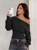 Off-Shoulder Knitted Sweater For Women Style Autumn Winter Slimming Sexy Long Sleeve Waist Cinching Base Layer_ecoleips.com