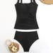 Qianmo Women's Black Two Piece Swimsuit 2025 Conservative Design Slimming Effect Wavy Edge Shoulder Cross Border European Style Bikini Set_ecoleips.com