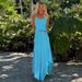 Summer Style Women's Halter Neck Suspender Dress Solid Color Backless with Irregular Slit for Cross Border E-commerce in Europe And America_ecoleips.com