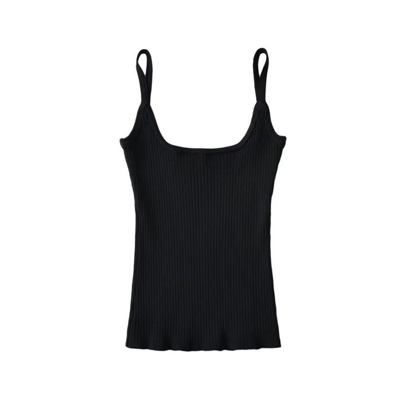 European And American Style Sexy Square-neck Sleeveless Knitted Camisole, New Spring Model, Simple Slim-fit Short Base_ecoleips.com