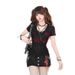 Retro Front Shoulder New Short-sleeved Contrasting Color Splicing Spice Girl Embroidery Pink Slim-fitting American Summer Slim Short Top_ecoleips.com