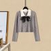 Women's Clothing Elegant Bow-Knot Red Sweater With Casual Pants Two-Piece Set, Autumn Women's Outfit, Chic And Stylish_ecoleips.com