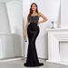 Women's Clothing Hot Diamond Strap Hollow Pleated Fishtail Skirt Dress_ecoleips.com