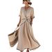 European And American V-neck Fashion Elegant Commuter Striped Dress Printed Women's_ecoleips.com