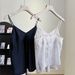 Mulberry Silk Lace Backless Camisole Women, Black V-Neck Versatile Top For Layering Or Outerwear, Slimming Effect_ecoleips.com