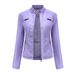 K New Women's Casual Leather Jacket With Stand Collar, European And American Fitted Solid Color Leather Coat_ecoleips.com
