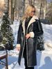 Women's Winter Warm PU Leather Jacket New Slim Long Sleeve Jacket Fashion Rabbit Fur Splicing Jacket_ecoleips.com