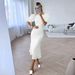 women's summer new round neck bubble short sleeve dress fashionable and elegant slim high waist long skirt female_ecoleips.com