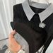 Women's Clothing College Style Two Piece Slim Fit And Thin Hole Long Sleeved Sweater_ecoleips.com