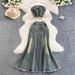 Women's Clothing Raw Edge Denim Tube Top With Internet Celebrity Photogenic High School Long Skirt Two Piece Suit_ecoleips.com