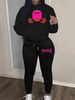 Women's Autumn And Winter Casual Fashion Letter Pattern Printed Thick Velvet Warm Hooded Sweatshirt+sweatpants Set-675_ecoleips.com