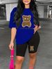 Summer Women's Casual Fashion Lover Bear Cartoon Graphic Printed Loose T-shirt Shorts Two-piece Set Summer Sportswear Suitable For Daily Wear-162_ecoleips.com