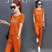 Women's Summer Korean Style Loose Fashion Two Piece Set Short Sleeve Long Pants Casual Running Outfit 2026 New_ecoleips.com