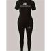 Women's Clothing Style Women's Fashion Tight Fitting T-Shirt Pants And Short Sleeved Set Clothing For Women_ecoleips.com