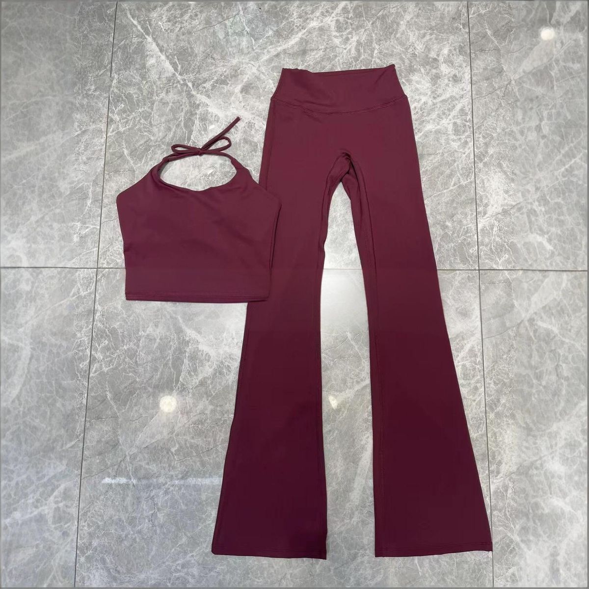 Women's Clothing Women's High Intensity Workout Set Sporty Solid Color Yoga Outfit High Elasticity Slightly Flared Pants_ecoleips.com