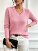 V-neck Openwork Knit Sweater For Women, Slimming Long-sleeved Pullover Sweater For Spring And Autumn, Gentle And Elegant, Versatile Top, European And American Style._ecoleips.com