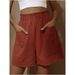 2025s 2025 New Women's Cotton Linen High Waist Fashion Plus Size Wide Leg Casual Shorts_ecoleips.com