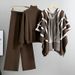 Women's Clothing New Style For Autumn And Winter Lazy Style Knitted Sweater Shawl Cape Wide Leg Pants Three Piece Suit_ecoleips.com