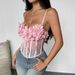 Aria Basics Aria Basics Cross-border European And American French-style Three-dimensional Floral Decoration Sexy Sheer Mesh Fishbone Push-up_ecoleips.com