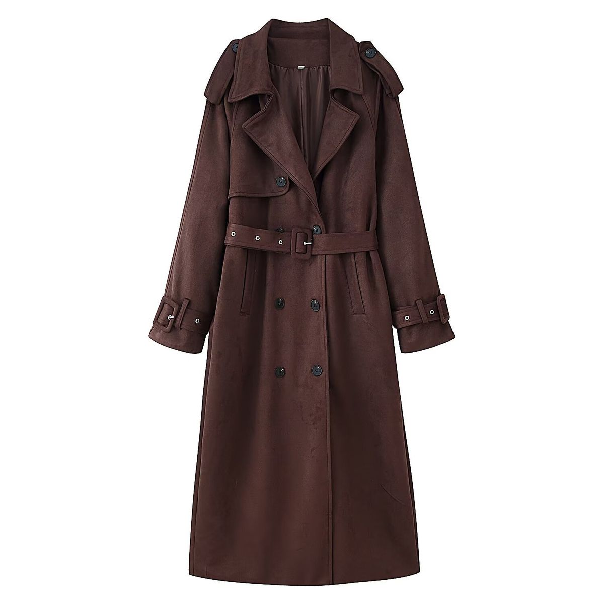 British-Inspired Belted Trench Coat – Oversized Double-Breasted Wool Blend, Longline (S-L, Stone Grey/Taupe)_ecoleips.com